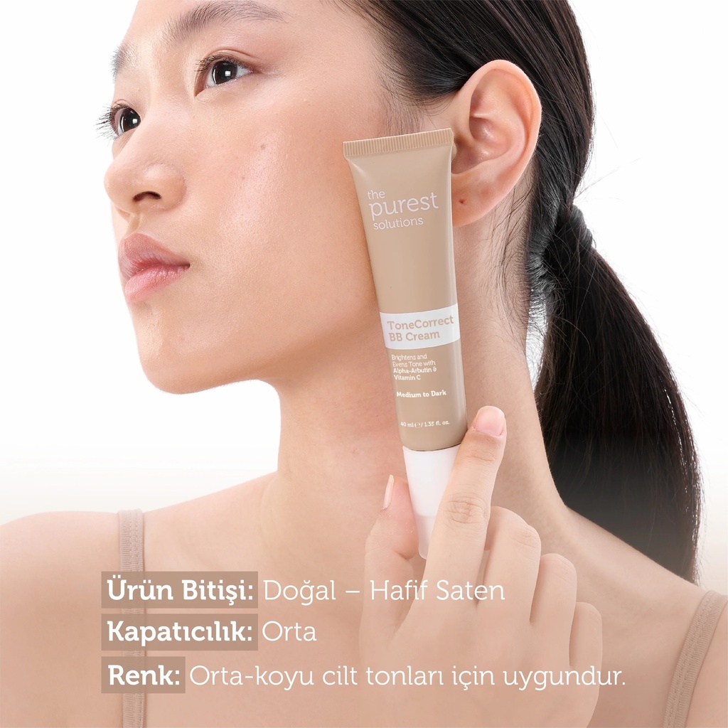 The Purest Solutions ToneCorrect BB Cream for Blemished Skin SPF 50+ 40 ml with Alpha Arbutin and Vitamin C | Available in Lght/Medium and Medium/Dark  Tone Image
