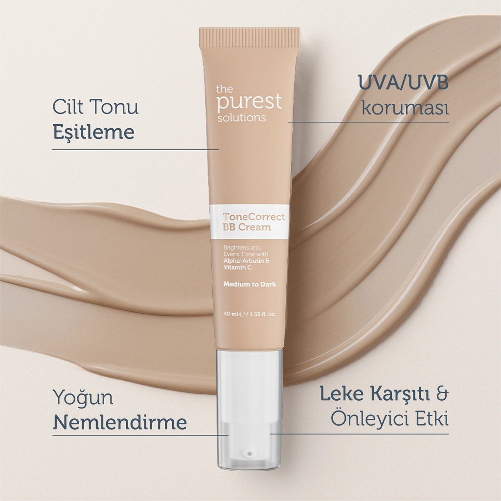 The Purest Solutions ToneCorrect BB Cream for Blemished Skin SPF 50+ 40 ml with Alpha Arbutin and Vitamin C | Available in Lght/Medium and Medium/Dark  Tone Image