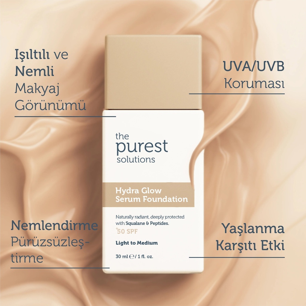 The Purest Solutions Hydra Glow Serum Foundation SPF 50+, 30 ml | Available in Lght/Medium and Medium/Dark  Tone Image