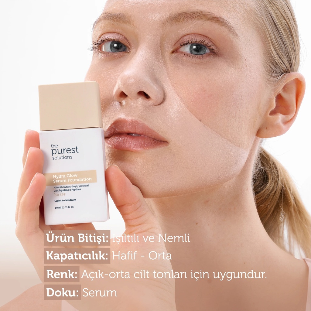 The Purest Solutions Hydra Glow Serum Foundation SPF 50+, 30 ml | Available in Lght/Medium and Medium/Dark  Tone Image
