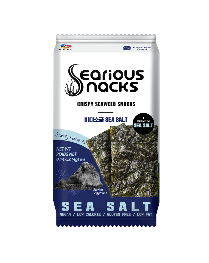 Searious Snacks Crispy Seaweed Snacks Pack of 3 (4g x 3)  Sea Sàlt , Kimchi , Chili & Lime , Wasabi (Flavour as per choice) Image