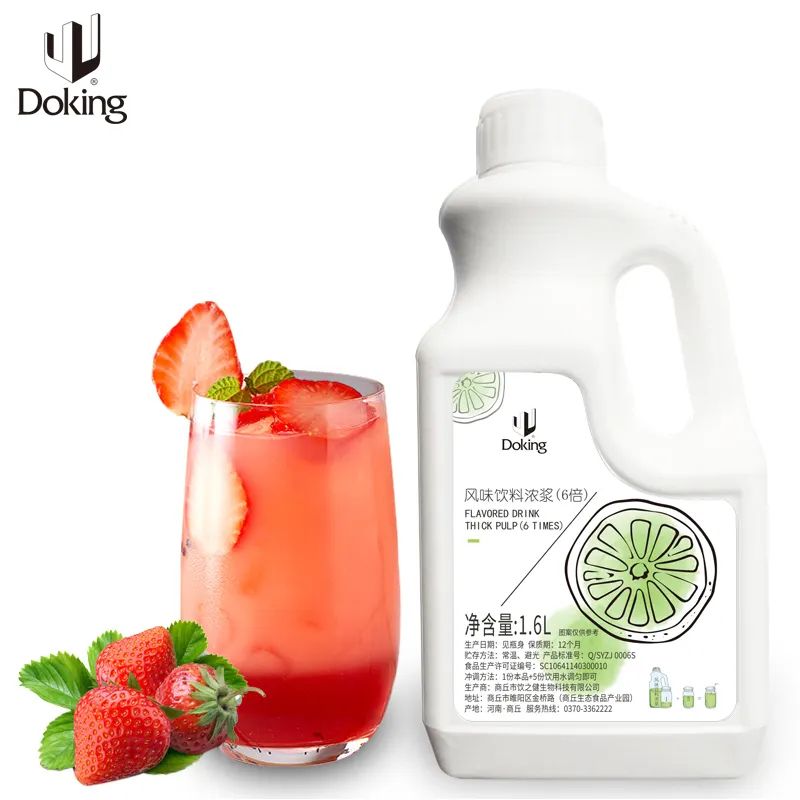 Doking Strawberry Flavour Natural Fruit Juice Thick Concentrate - 1.6 Litres Image