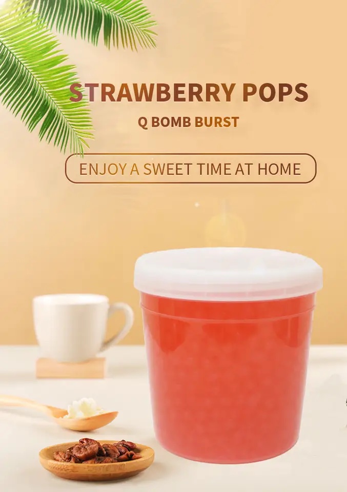 Popping Boba Pearl for Bubble Tea Strawberry Flavour 1.3 Kg Image