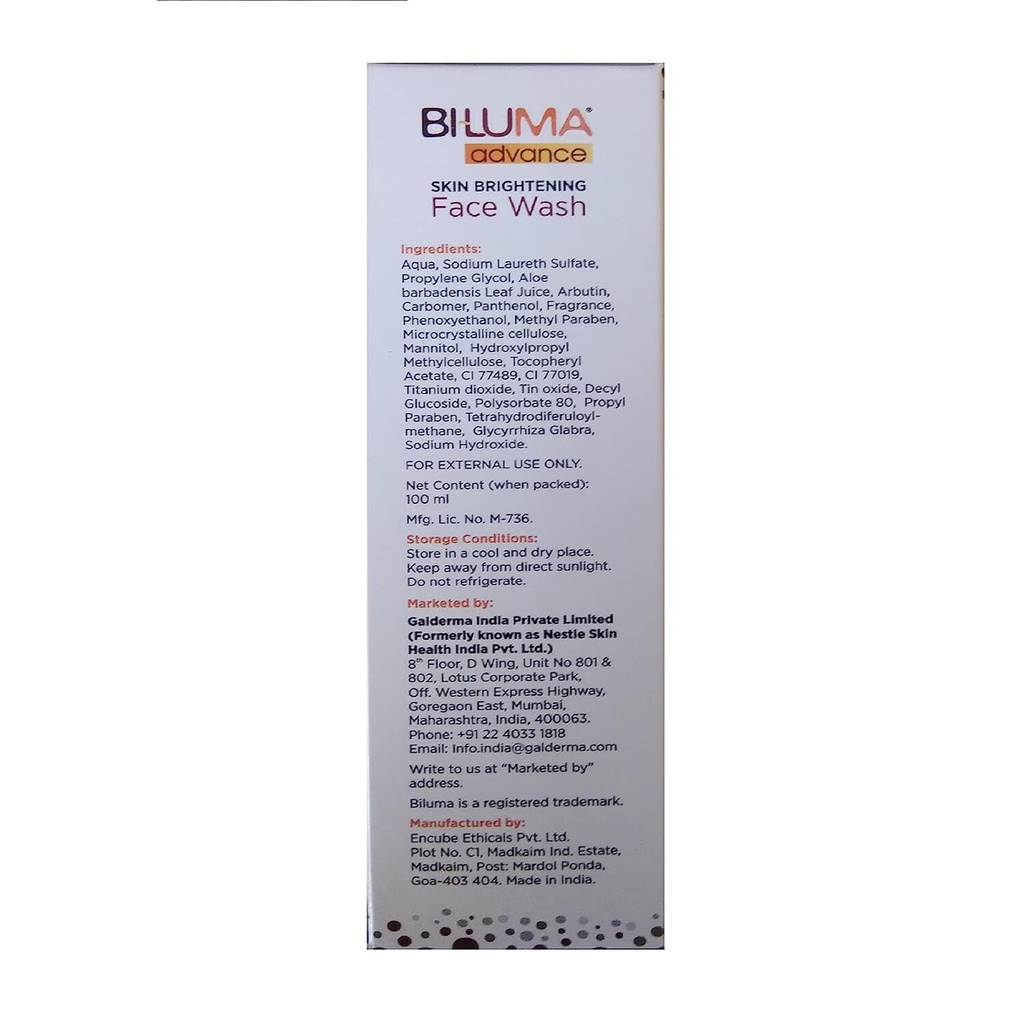 Cetaphil Galderma Bi-Luma Advance Skin Facewash - 100 ML With Vitamin E And Aloe Vera -For Even Skin Tone Image