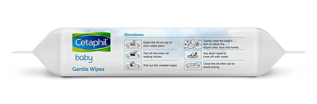 Cetaphil Baby Gentle Wipes 40's with Aloevera & Vitamin E, 10 hrs Moisturisation - 100% Biodegradable Image