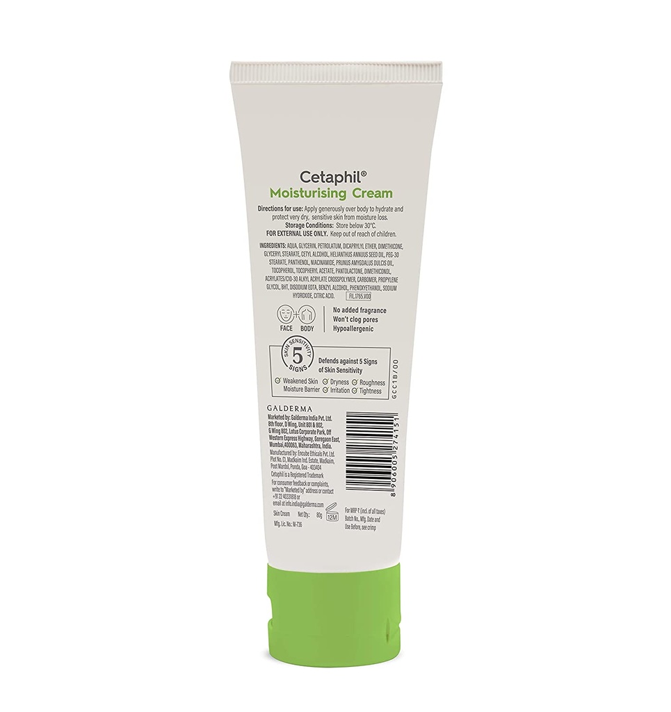 Cetaphil Moisturising Cream for Face & Body - Ultra Hydrating Cream for Dry to Very Dry Skin 80g Image