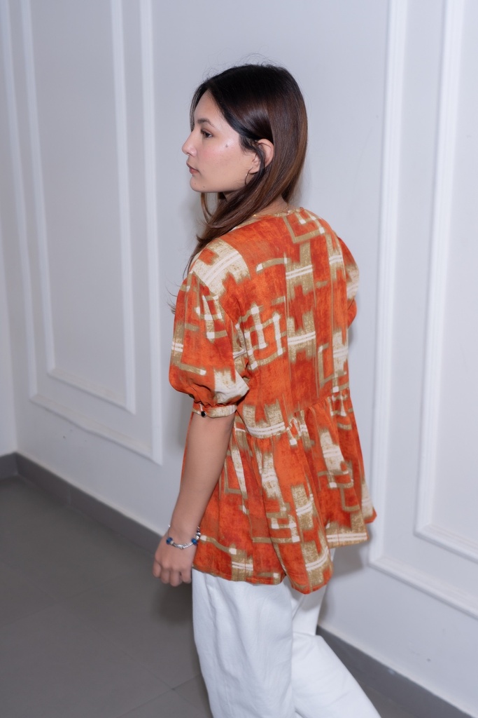 BASEMARK V NECK RUFFLE TOP FOR WOMEN Image