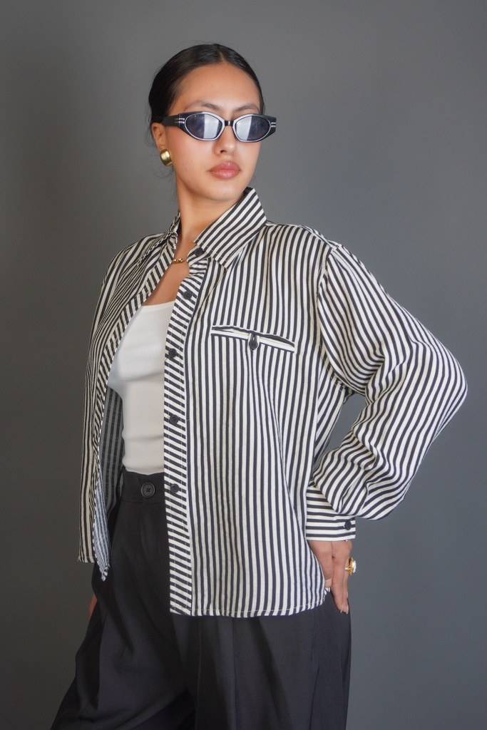 BASEMARK CROP STRIPE SHIRT FOR WOMEN Image