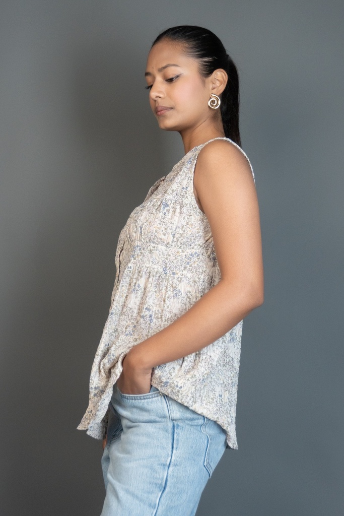 BASEMARK FLORAL WRINKLED TIERED TOP FOR WOMEN Image