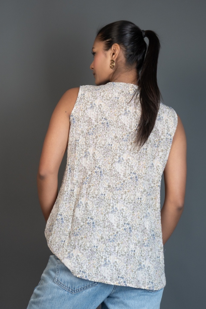 BASEMARK FLORAL WRINKLED TIERED TOP FOR WOMEN Image