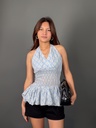 BASEMARK CHECKERED HALTER TOP FOR WOMEN Image