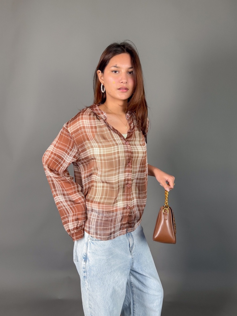 BASEMARK SHEER CHECKERED SHIRT FOR WOMEN Image