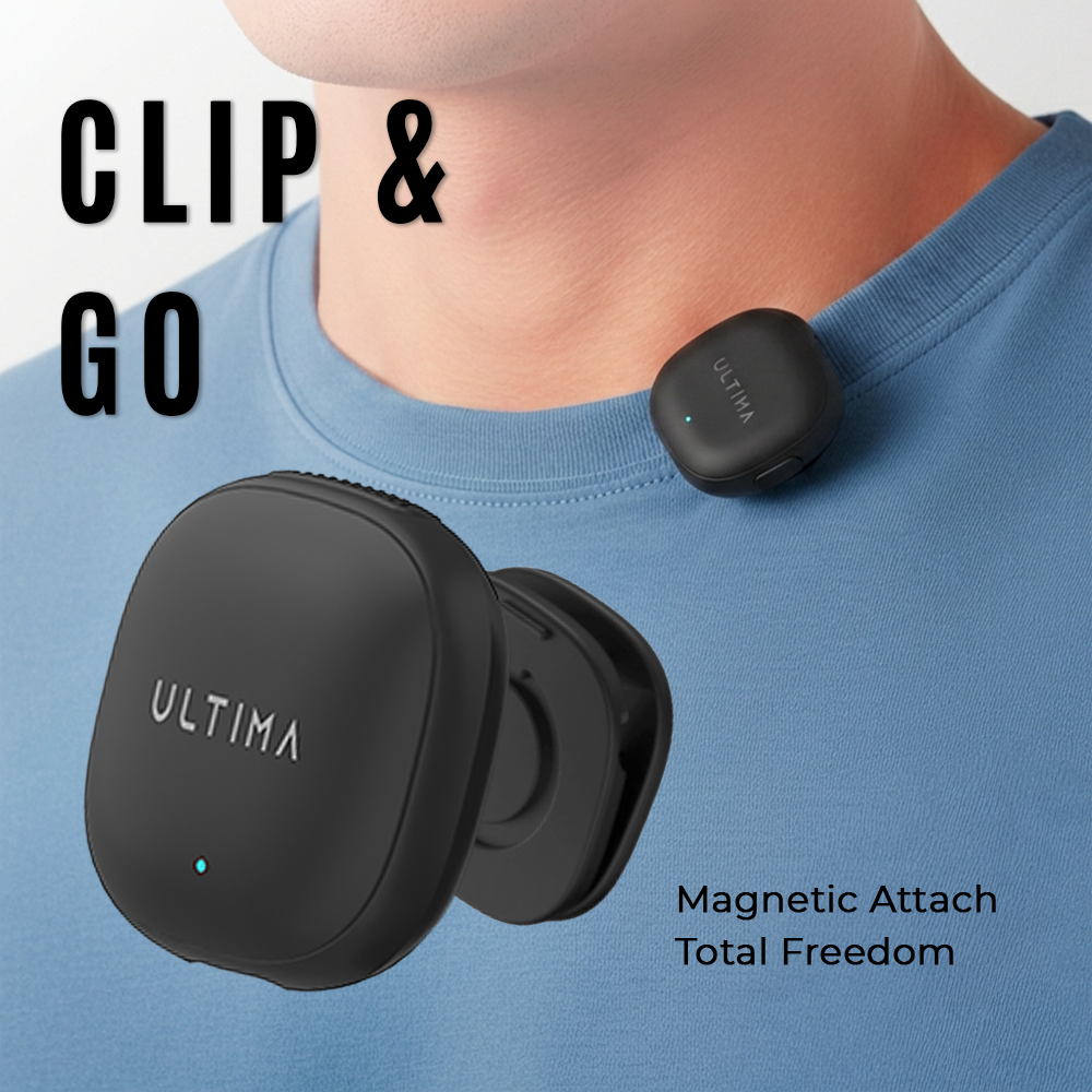 (New Launch) Ultima Clear Mic with AI Noise Cancellation | 3 Recording Modes| 50 Meter Barrier Free Recording | Type C or Lightning Receiver | 360° Omnidirectional Recording | 7 Hrs Transmitter Usage Time | Multi Function Button To Change Modes Image