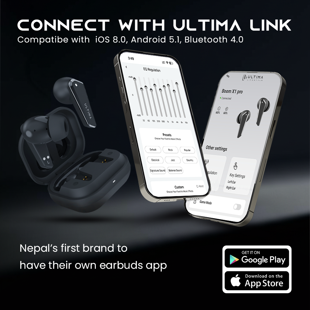 Ultima Boom X1 Pro | App Support | 40 Hrs Playtime | Quad Mic ENC | 10 Min Charge=120 Min Playtime | 50 Ms Low Latency Game Mode | 11mm Hi-Fi Drivers | Bluetooth 5.4 | IPX5 Water Resistance Image