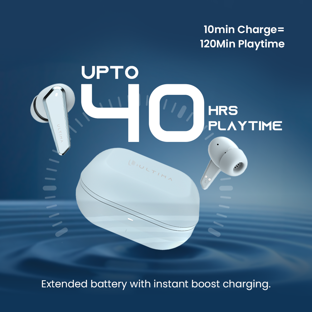 Ultima Boom X1 Pro | App Support | 40 Hrs Playtime | Quad Mic ENC | 10 Min Charge=120 Min Playtime | 50 Ms Low Latency Game Mode | 11mm Hi-Fi Drivers | Bluetooth 5.4 | IPX5 Water Resistance Image