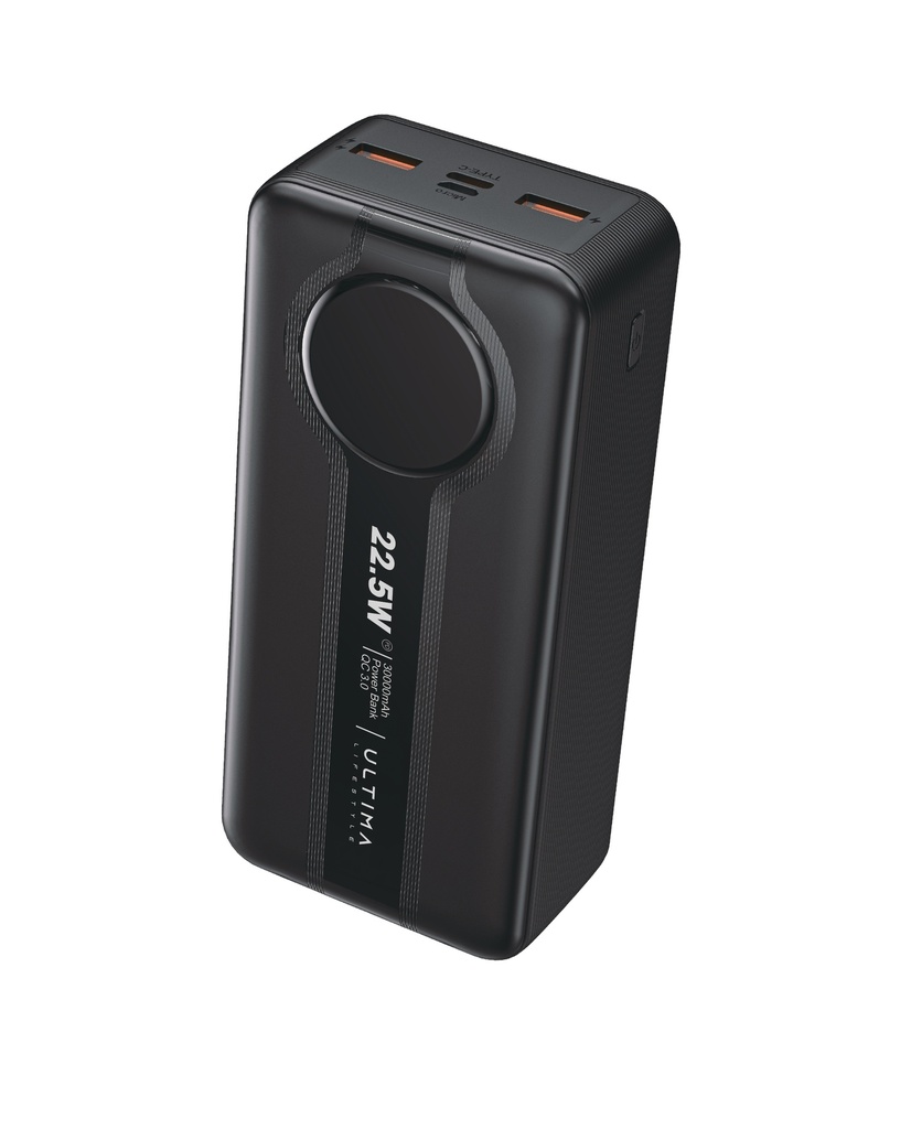 Ultima Boost 30K Pro 30000mAh Powerbank with 22.5W Fast Charging | Multi Layer Fire Protection | LED Display | 4 Ports |  Supports PD, QC3.0, Universal Compatibility | 2 Way Charging | ChargeSafe technology Power bank Image