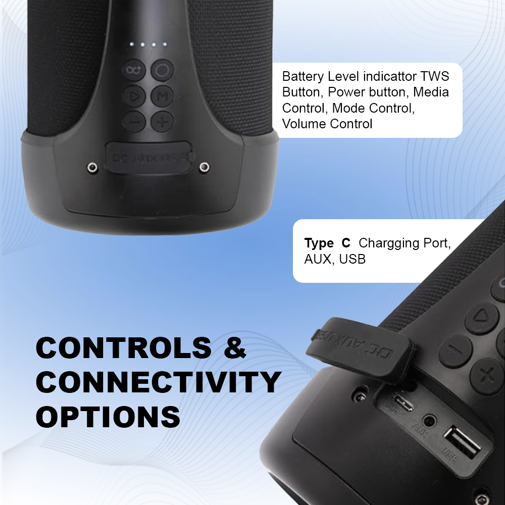 Ultima Soundbox S50 50W Bluetooth Speaker with Ultima Supreme Sound | FM Radio |  7Hours Playtime | 70MM Driver Size | Surround Sound | Dynamic RGB LED Lights | TWS Mode | IPX5 Rated speaker Image