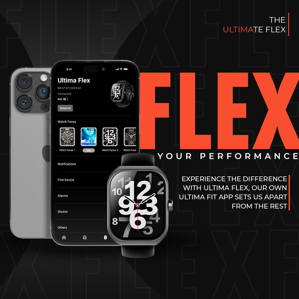 Ultima Watch Flex, 2.01-inch HD Display, Ultima Fit App, Advanced SingleSync Bluetooth Calling, 24/7 health tracking, 100+ sports modes, SOS, IP67 Waterproof smart watch Image