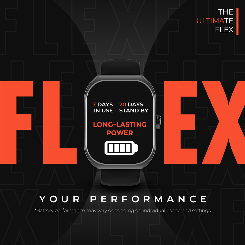 Ultima Watch Flex, 2.01-inch HD Display, Ultima Fit App, Advanced SingleSync Bluetooth Calling, 24/7 health tracking, 100+ sports modes, SOS, IP67 Waterproof smart watch Image
