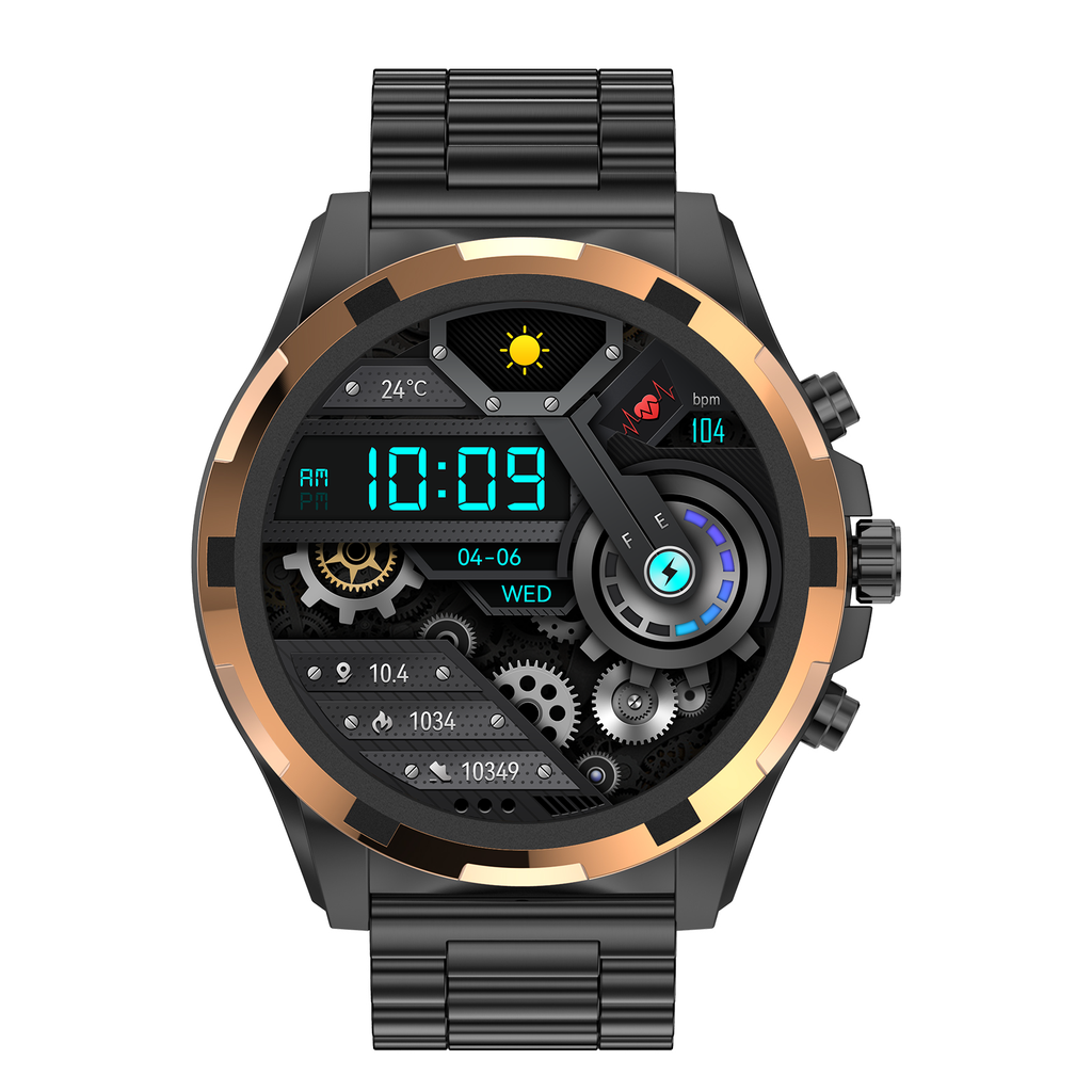 Ultima Magnum E500 Luxury Smartwatch: 1.43” TRU AMOLED Screen, Ultima Fit App, Stainless Steel & Free Leather Straps, Bluetooth Calling, Advanced Health Suite, 100+ Sports Modes, IP68 Rated Smart Watch Image