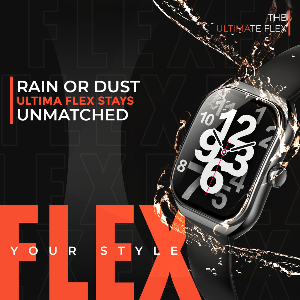 Ultima Watch Flex, 2.01-inch HD Display, Ultima Fit App, Advanced SingleSync Bluetooth Calling, 24/7 health tracking, 100+ sports modes, SOS, IP67 Waterproof smart watch Image