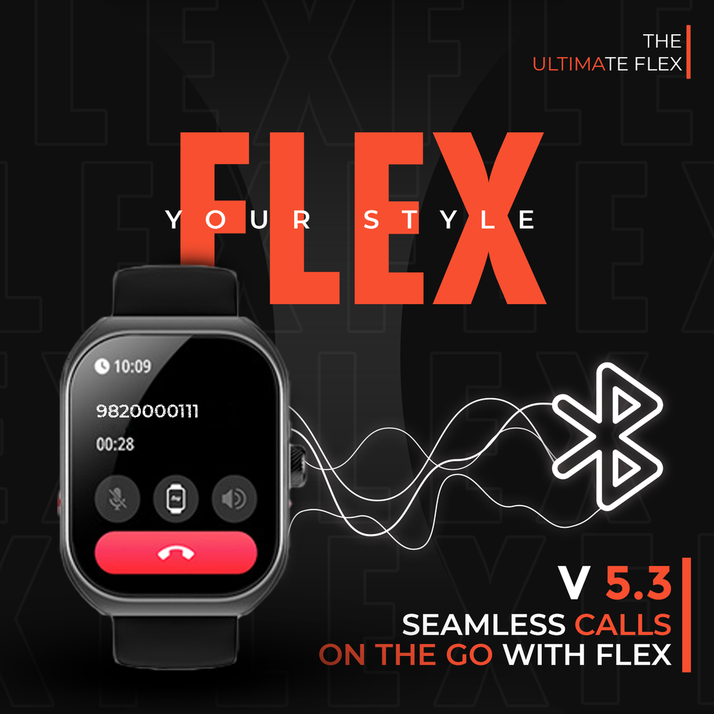 Ultima Watch Flex, 2.01-inch HD Display, Ultima Fit App, Advanced SingleSync Bluetooth Calling, 24/7 health tracking, 100+ sports modes, SOS, IP67 Waterproof smart watch Image