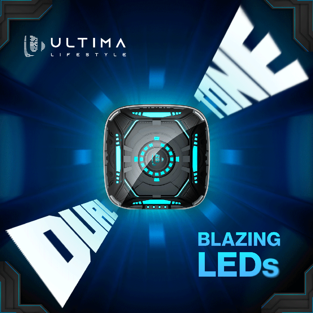 Ultima Blaze Gaming Earbuds with ANC | 42 Hours Playtime | 4 Mics with ENC | 15 Meters Range | Dual Tone with Blazing LEDs | Rampage Mode (40 MS) | IPX4 Rated | 5C BOOST Charging Wireless Earbuds Image