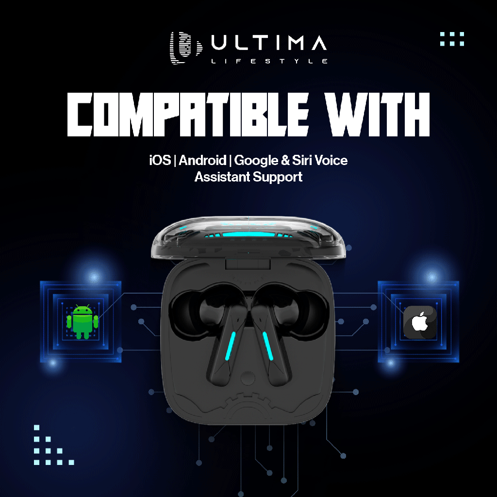 Ultima Blaze Gaming Earbuds with ANC | 42 Hours Playtime | 4 Mics with ENC | 15 Meters Range | Dual Tone with Blazing LEDs | Rampage Mode (40 MS) | IPX4 Rated | 5C BOOST Charging Wireless Earbuds Image