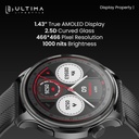 Ultima Watch Circle 2.0 Smartwatch: In-build ChatGPT, 3ATM Waterproof, 1.43 TRU AMOLED Display, 2.5D Curved Glass, 100+ Sports Modes, BT Calling, Super Slim with Premium Zinc Alloy Frame Smart Watch Image