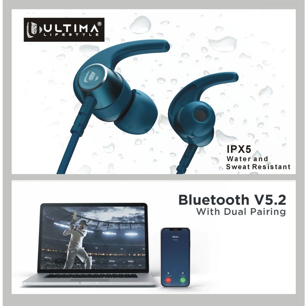 Ultima Beatz 355 Bluetooth Wireless Neckband Type C Earphone 25 Hrs Playtime IPX4 Water Resistant Image