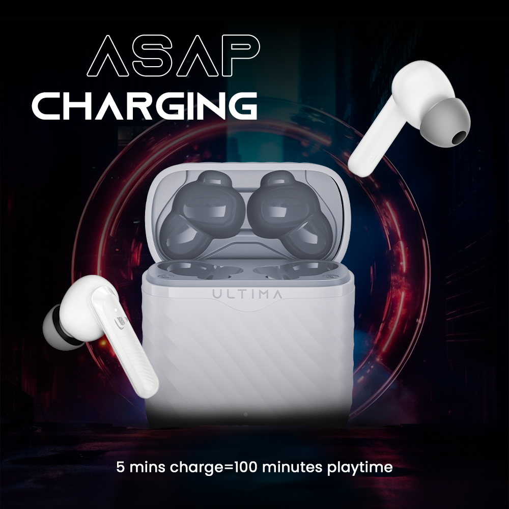 Ultima Atom 192 Pro | App Support |120H Playtime | Quad Mic ENC | Game Mode (Low Latency 60Ms) | 5 Mins Charge= 100 Min Playtime | Insta Wake'N Pair | Bluetooth 5.4 | Crystal Bionic Sound Image