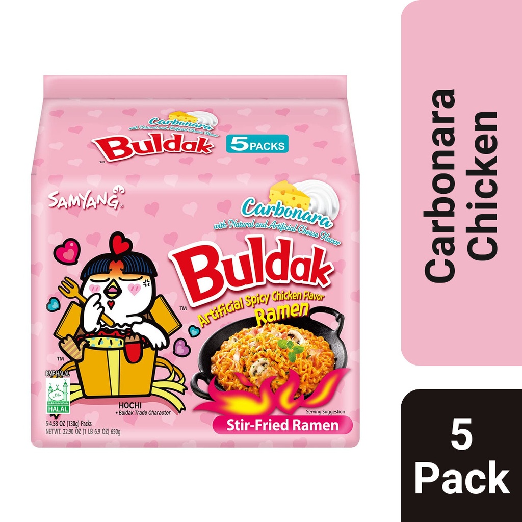 Samyang Buldak Carbonara 5 Pack Hot Chicken Ramen 650g  130g x 5 Packs Image