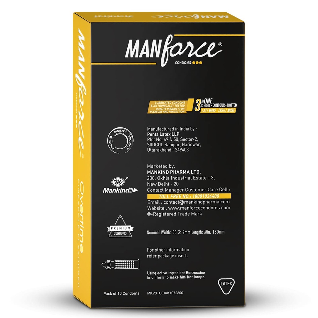 Manforce Condom Overtime 10's(PINEAPPLE) Image