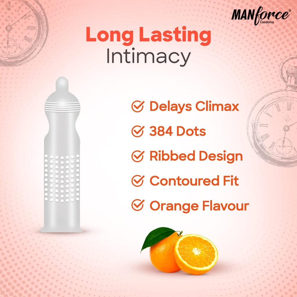 Manforce Condom Overtime Orange Flavour 3S (Pack of 4) Image