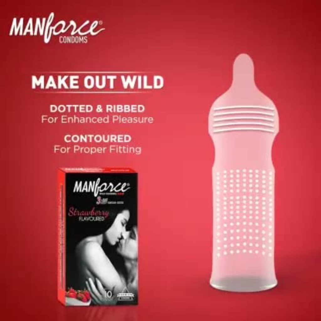 Manforce Wild Strawberry Flavored Condoms  3S (Pack of 4) Image