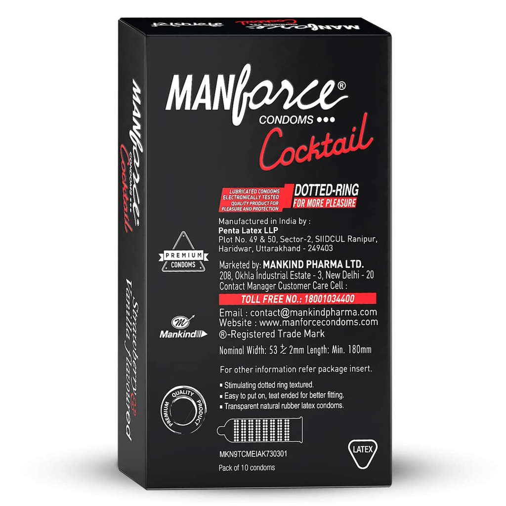 MANFORCE CONDOMS (STRAWBERRY+VANILLA) 3S (Pack of 4) Image
