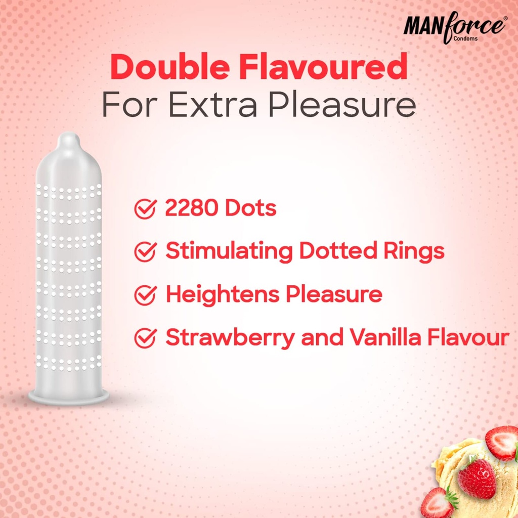 MANFORCE CONDOMS (STRAWBERRY+VANILLA) 3S (Pack of 4) Image