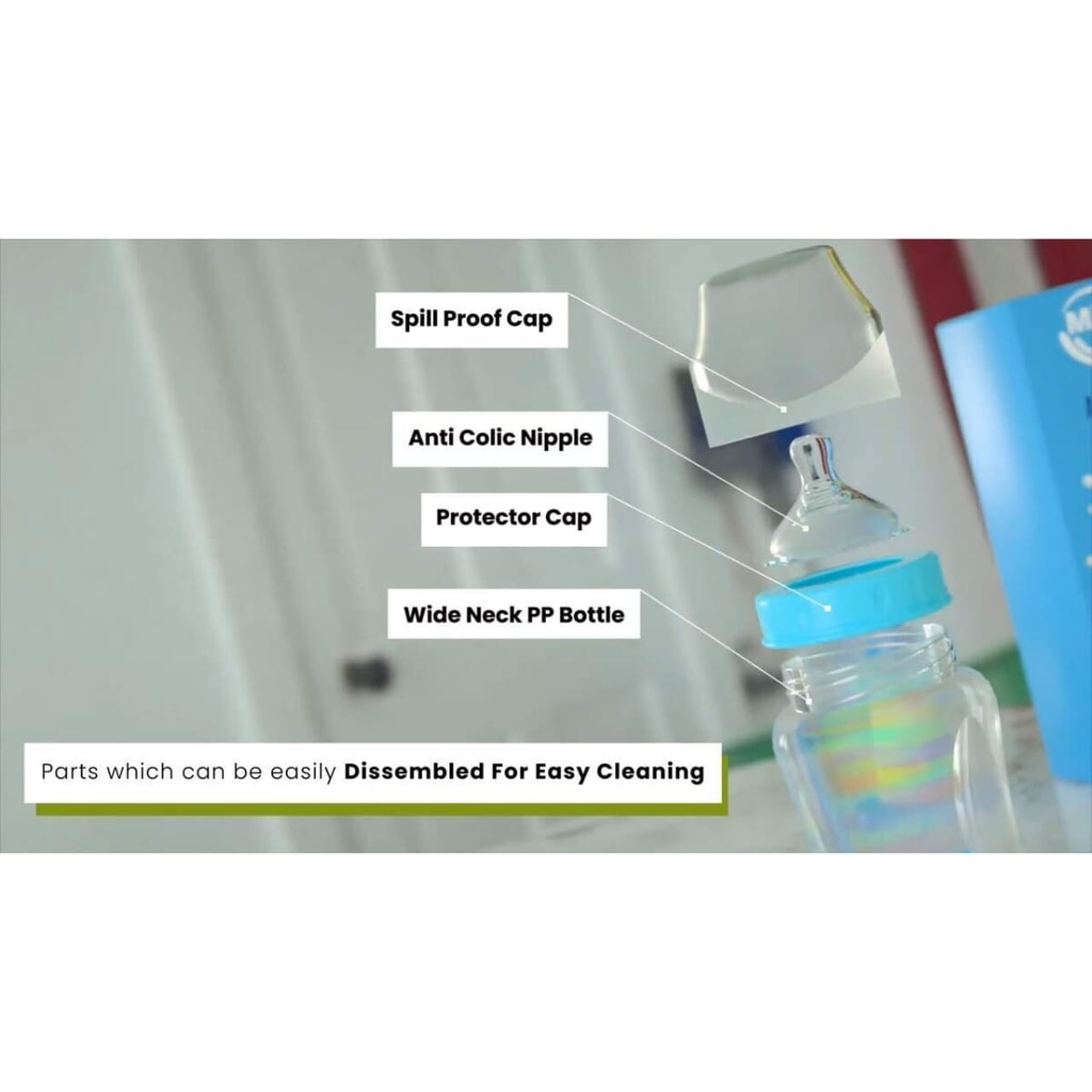 R for Rabbit Lake Blue Color First Feed 150 ML PP Feeding Bottle Image
