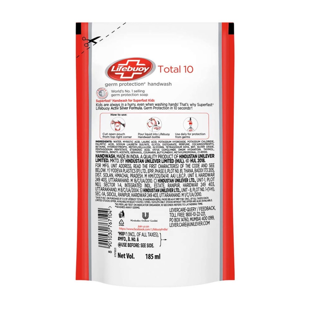 Lifebuoy Total 10 Protect Hand Wash pouch 175 ml - [Choice] Image