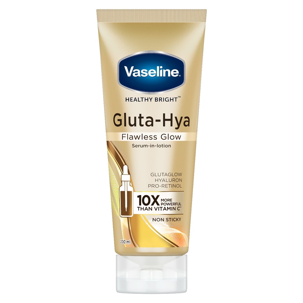 Vaseline Gluta-Hya Flawless Glow Lotion for Face & Body | Gives Brighter Skin | Glutathione & Pro-Retinol Infused Moisturizer, 200ml Image