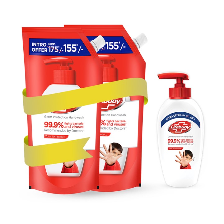 Lifebuoy Total 10 Active Naturol Germ Protection Handwash 675 ml (Free Lifebuoy Handwash 190ml) Image