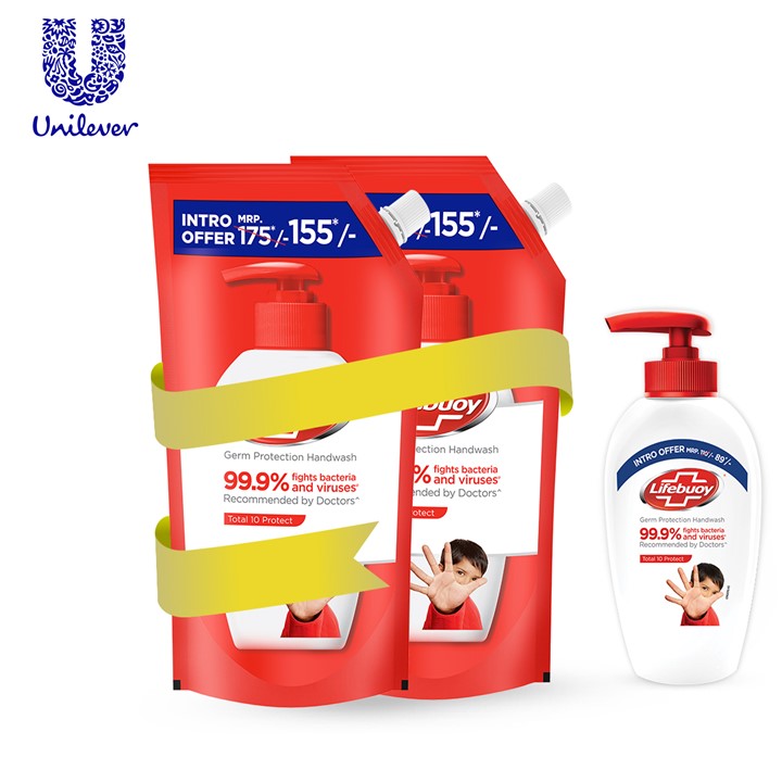 Lifebuoy Total 10 Active Naturol Germ Protection Handwash 675 ml (Free Lifebuoy Handwash 190ml) Image