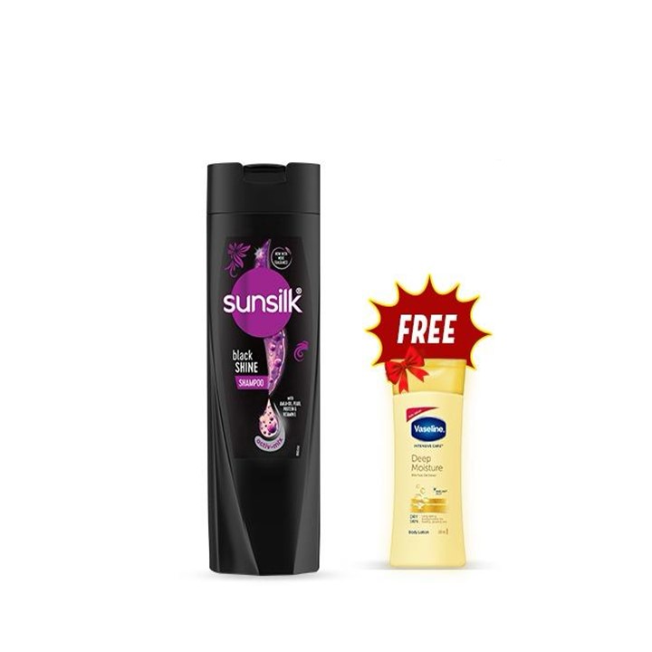 Sunsilk Black Shine Shampoo 325ml (with Free Vaseline 100ml) Image