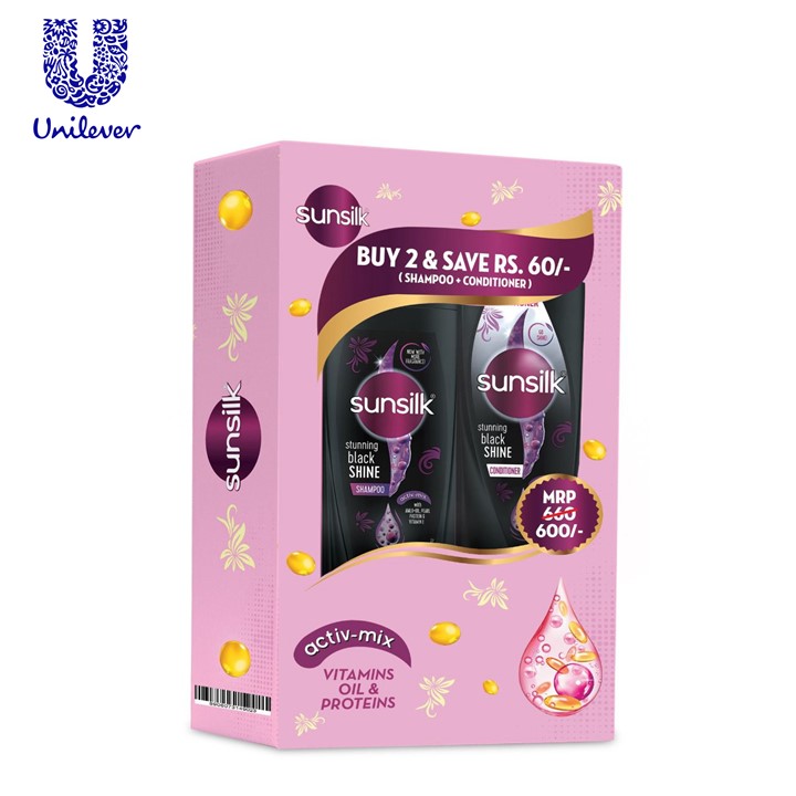 Sunsilk Combo Pack Black shine (Shampoo 320ml + Conditioner 325ml) - 645ml Image