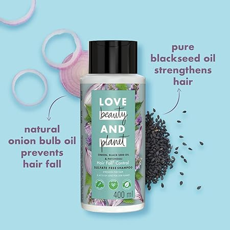 Love Beauty & Planet Onion Oil, Black Seed Oil & Patchouli Hairfall Control Shampoo 400ML Image