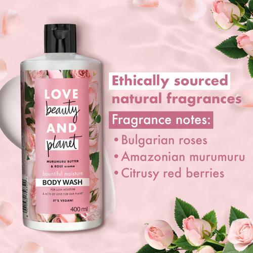 Love Beauty & Planet Murumuru Butter & Rose Bountiful Moisture Body Wash 400ml Image