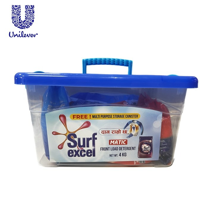Surf Excel Matic Front Load Detergent 1KG (Pack of 4 with Free Canister) Image