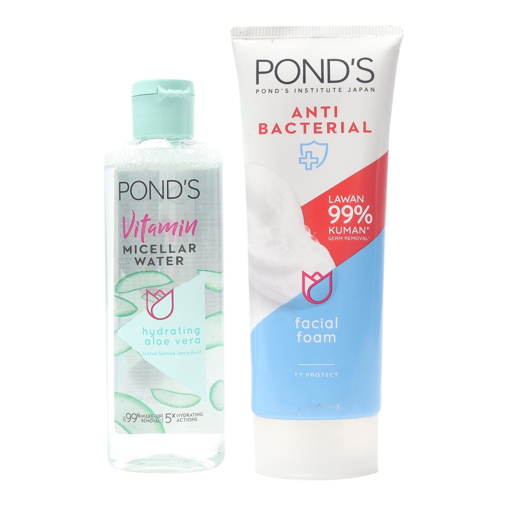 Ponds Aloevera miceller water+Ponds antibacterial facial foam(combo pack) Image