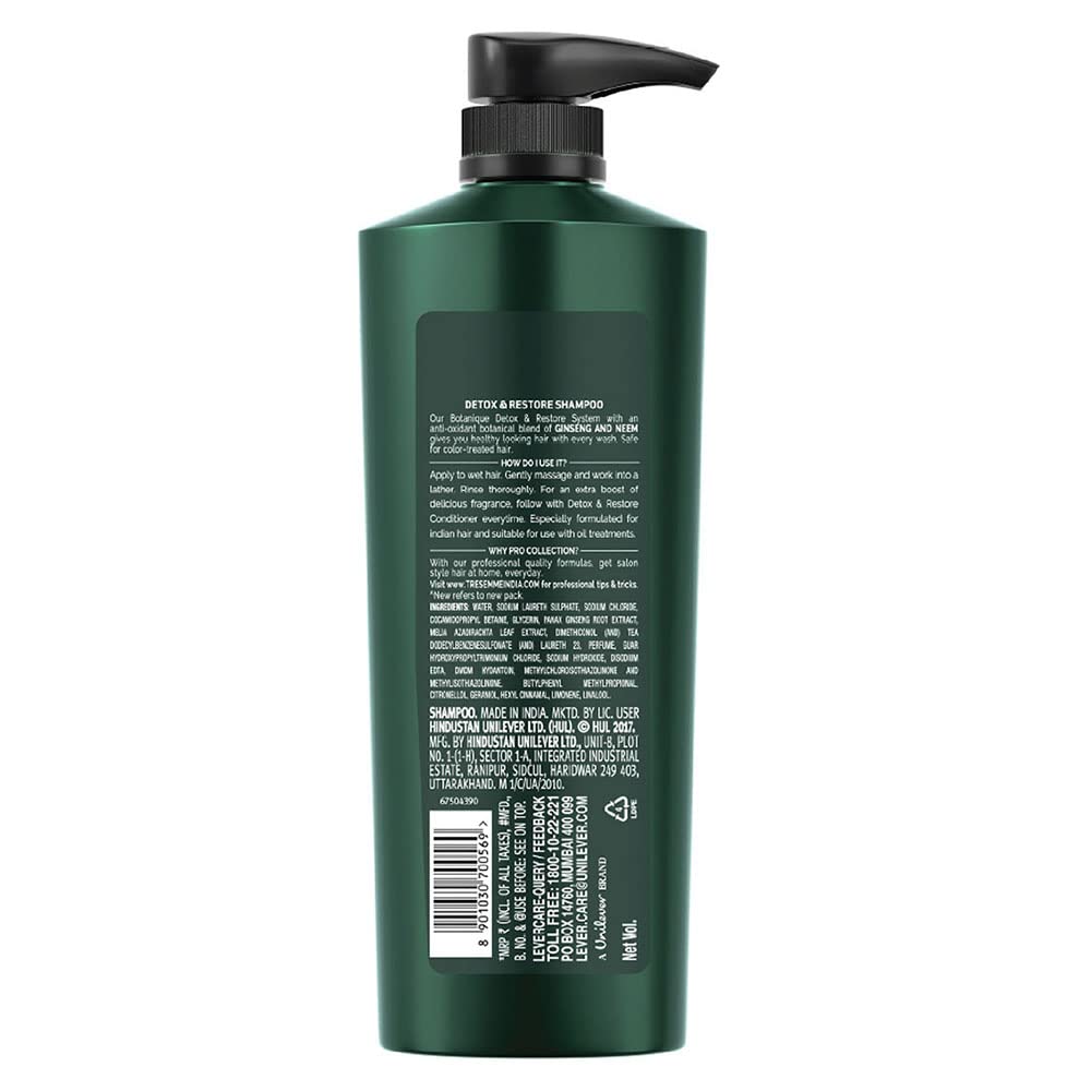 Tresemme Detox & Restore Shampoo, With Ginseng And Neem, No Dyes, No Parabens, Safe For Colour-Treated Hair, 580 ml Image
