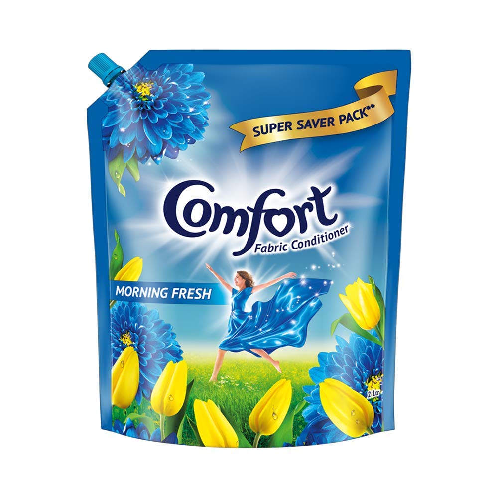 Comfort Morning Fresh Fabric Conditioner 2 L Refill Pack, After Wash Liquid Fabric Softener - For Softness, Shine & Long Lasting Freshness Image